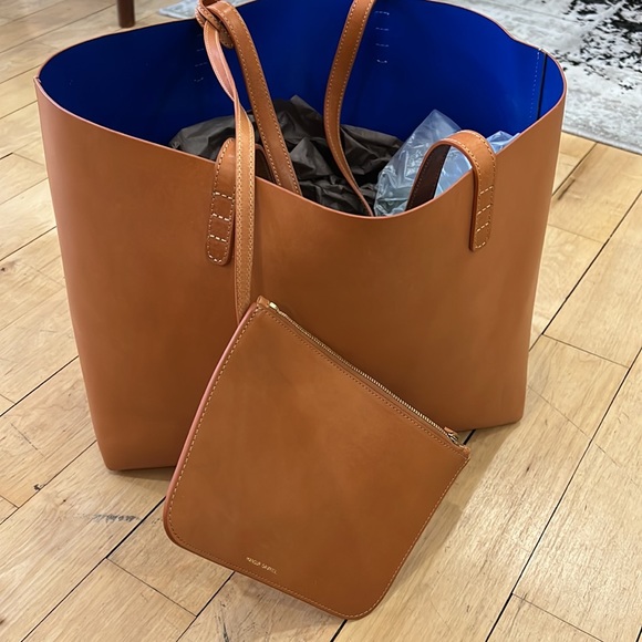 Mansur Gavriel Large Tote Cammello/Royal blue - Picture 12 of 16
